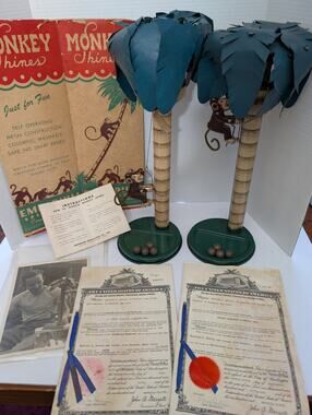 Rare 1950s Monkey Shines Climbing Toy Set with Original Patents Photos History